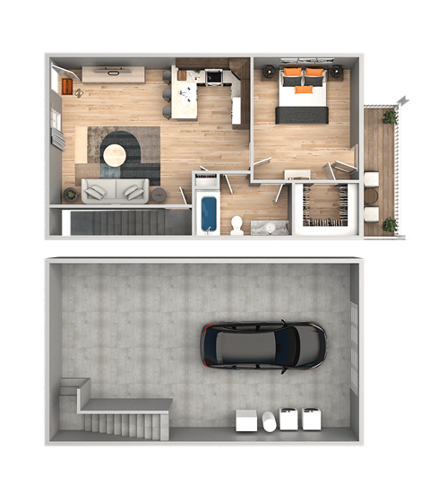 Floor plan for 1 bed, 1 bath, 680 sqft
